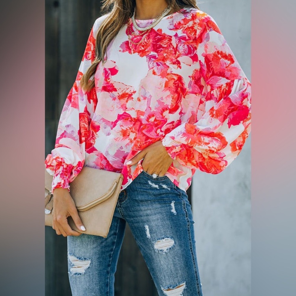 Flying Tomato • Floral Smocked Top - Picture 5 of 14